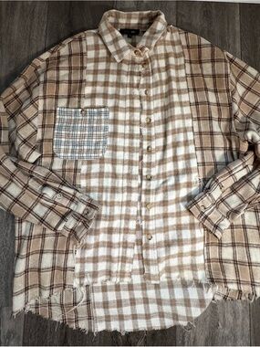 Papermoon Womens Oversized Flannel Long Sleeve Size S